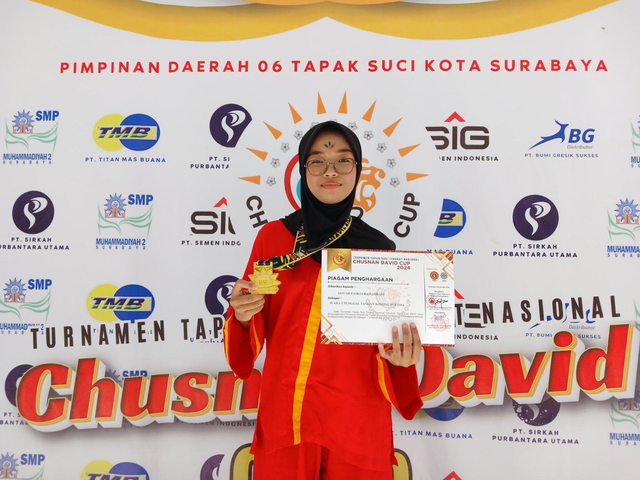 Prestasi Gemilang Aisyah Zaskia R, Kelas XI-E di Turnamen Nasional Tapak Suci Chusan David Cup 2024
